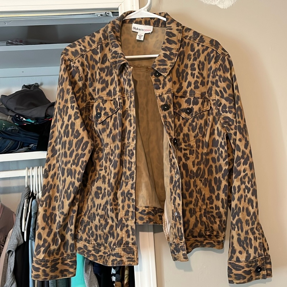 Style & Co. leopard denim jacket